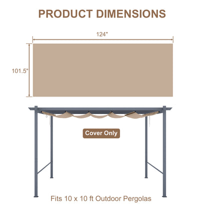 Pergola Replacement Canopy - Retractable Sun Shade Cover with Water-Resistant & UPF 50+ UV Blocking for Outdoor Patio