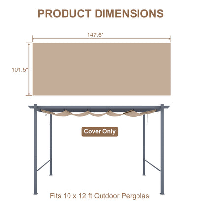 Pergola Replacement Canopy - Retractable Sun Shade Cover with Water-Resistant & UPF 50+ UV Blocking for Outdoor Patio