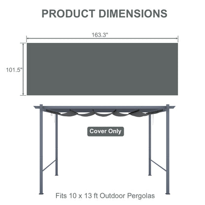 Pergola Replacement Canopy - Retractable Sun Shade Cover with Water-Resistant & UPF 50+ UV Blocking for Outdoor Patio