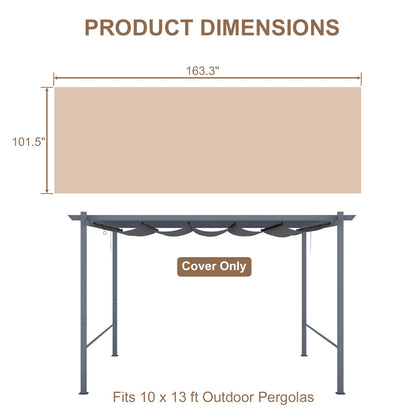 Pergola Replacement Canopy - Retractable Sun Shade Cover with Water-Resistant & UPF 50+ UV Blocking for Outdoor Patio