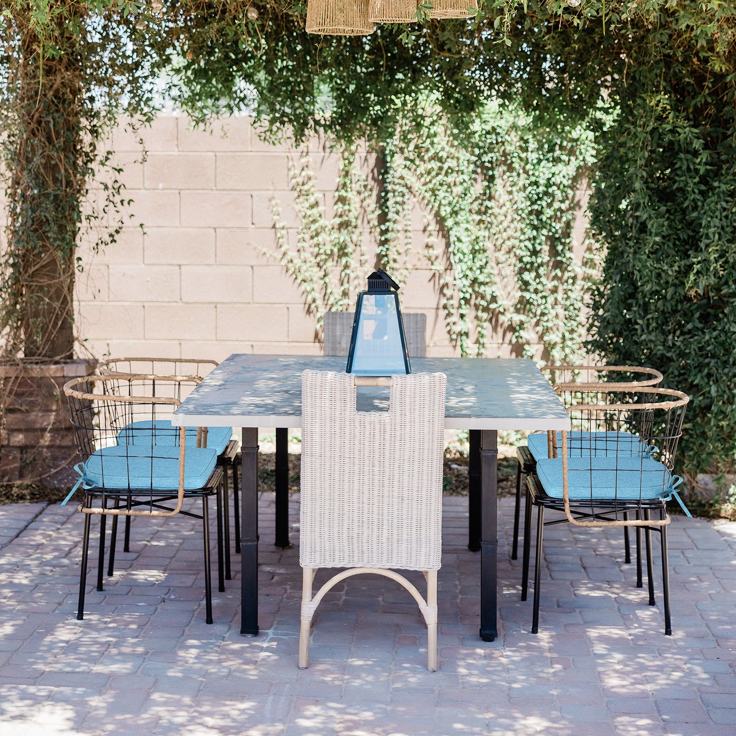 Outdoor Dining Chair Cushions Set, Patio Chair Pads with Ties, Lake Blue Aoodor 