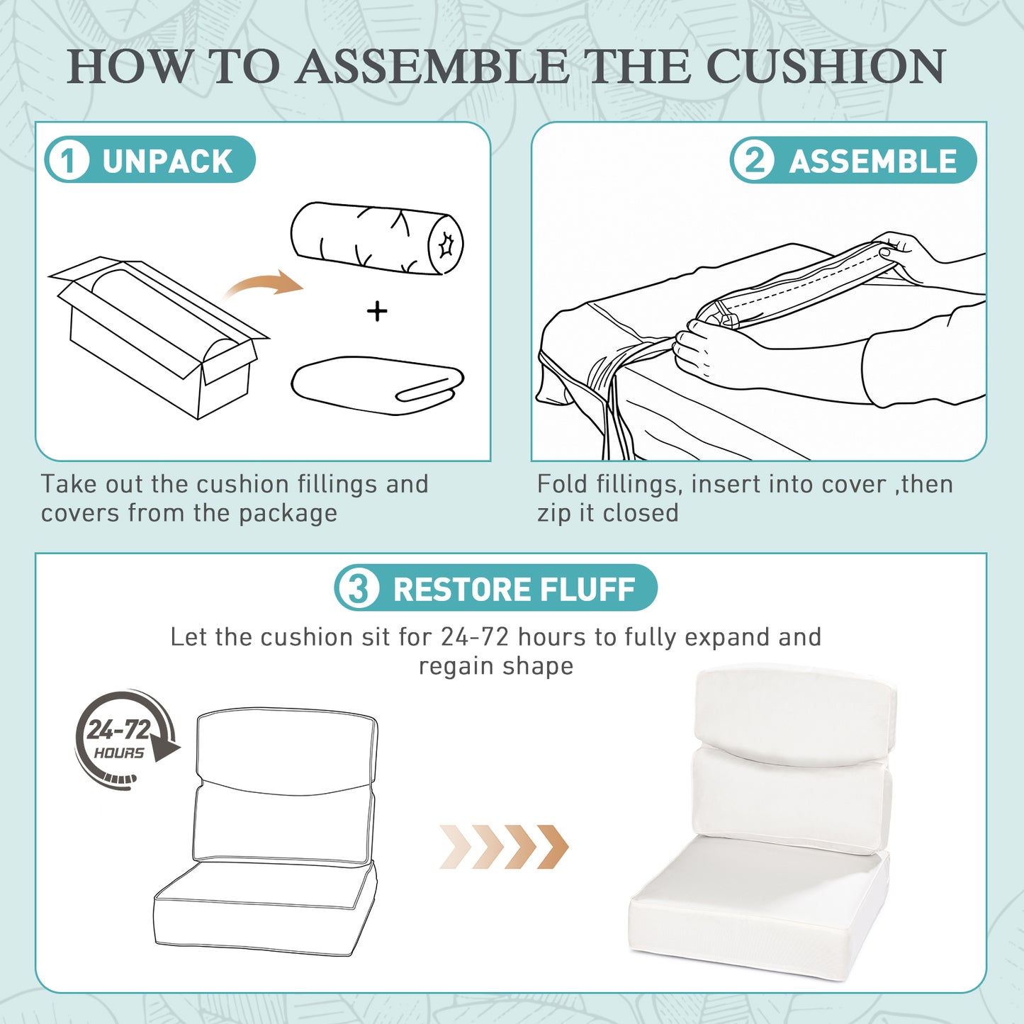 Smile Outdoor Chair Cushion Set, Sunbrella Fabric Deep Seating Cushions, Canvas Natural