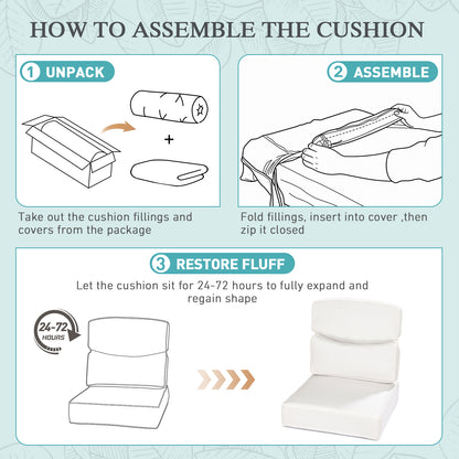 Smile Outdoor Chair Cushion Set, Sunbrella Fabric Deep Seating Cushions, Canvas Natural