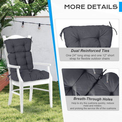 Tufted Outdoor High Back Chair Cushions Patio Replacement Cushion, Dark Gray
