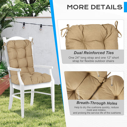 Tufted Outdoor High Back Chair Cushions Patio Replacement Cushion, Brown