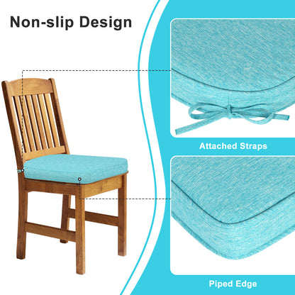 Outdoor Dining Chair Cushions Set, Patio Chair Pads with Ties, Aruba Blue