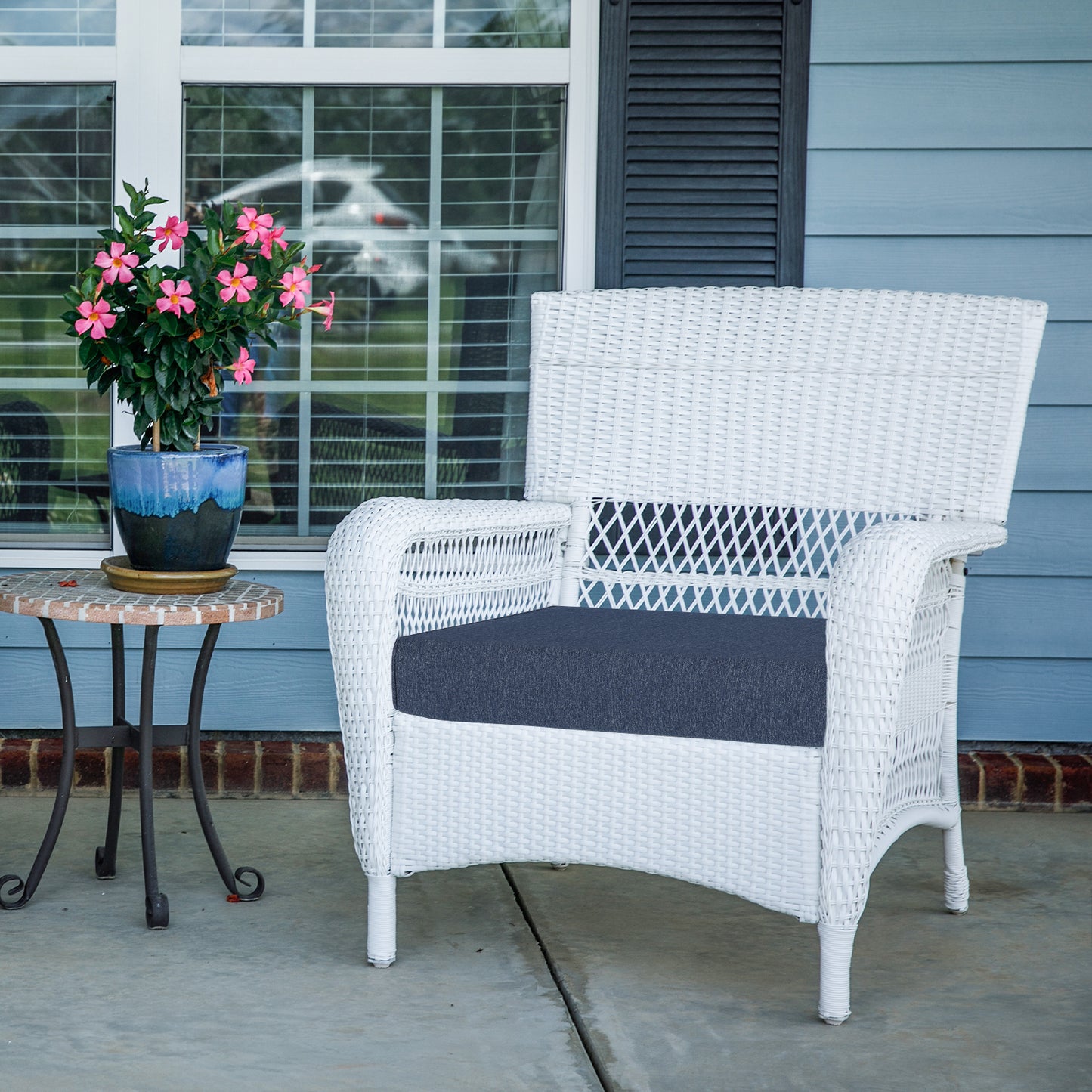 Outdoor Chair Cushions Set of 2 with Handle and Ties, Water Resistant Patio Seat Pads, Navy Blue Aoodor 