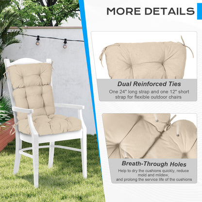 Tufted Outdoor High Back Chair Cushions Patio Rocking Pads for Furniture, Khaki