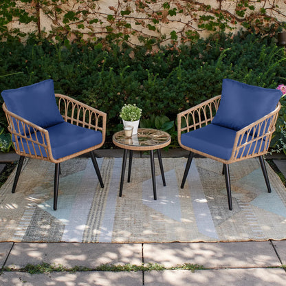 Outdoor Chair Cushions, Patio Deep Seat Cushions with Handle & Adjustable Straps - Navy Blue
