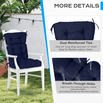 Tufted Outdoor High Back Chair Cushions Patio Rocking Pads for Furniture, Dark Blue