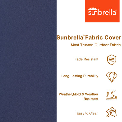 Aoodor Premium Sunbrella Outdoor Patio Chair Cushions Set, Dark Blue