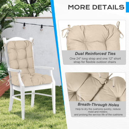 Tufted Outdoor High Back Chair Cushions Patio Replacement Cushion, Khaki