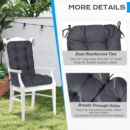 Tufted Outdoor High Back Chair Cushions Patio Replacement Cushion, Dark Gray