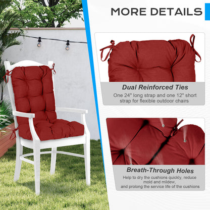 Tufted Outdoor High Back Chair Cushions Patio Replacement Cushion, Red