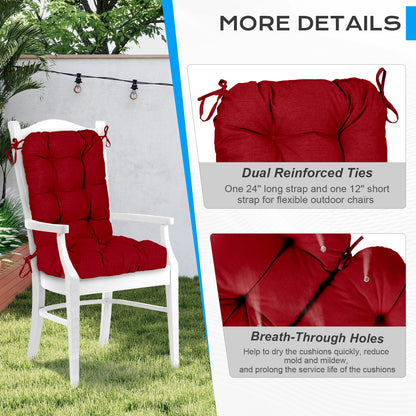 Tufted Outdoor High Back Chair Cushions Patio Replacement Cushion, Red