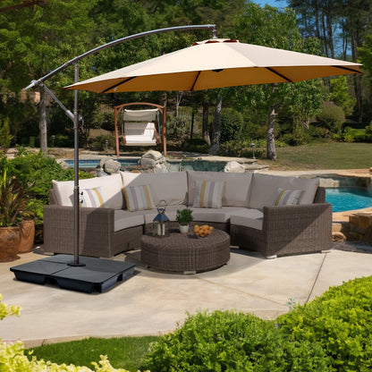 4-Piece Offset Cantilever Patio Umbrella Base Stand - Sand Filled Weight Plates for Stability