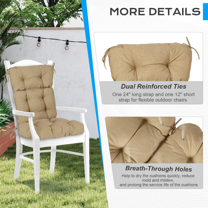 Tufted Outdoor High Back Chair Cushions Patio Rocking Pads for Furniture, Brown