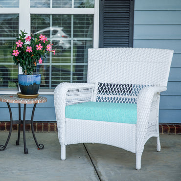 Outdoor Chair Cushions Set of 2 with Handle and Ties, Water Resistant Patio Seat Pads, Aruba Blue