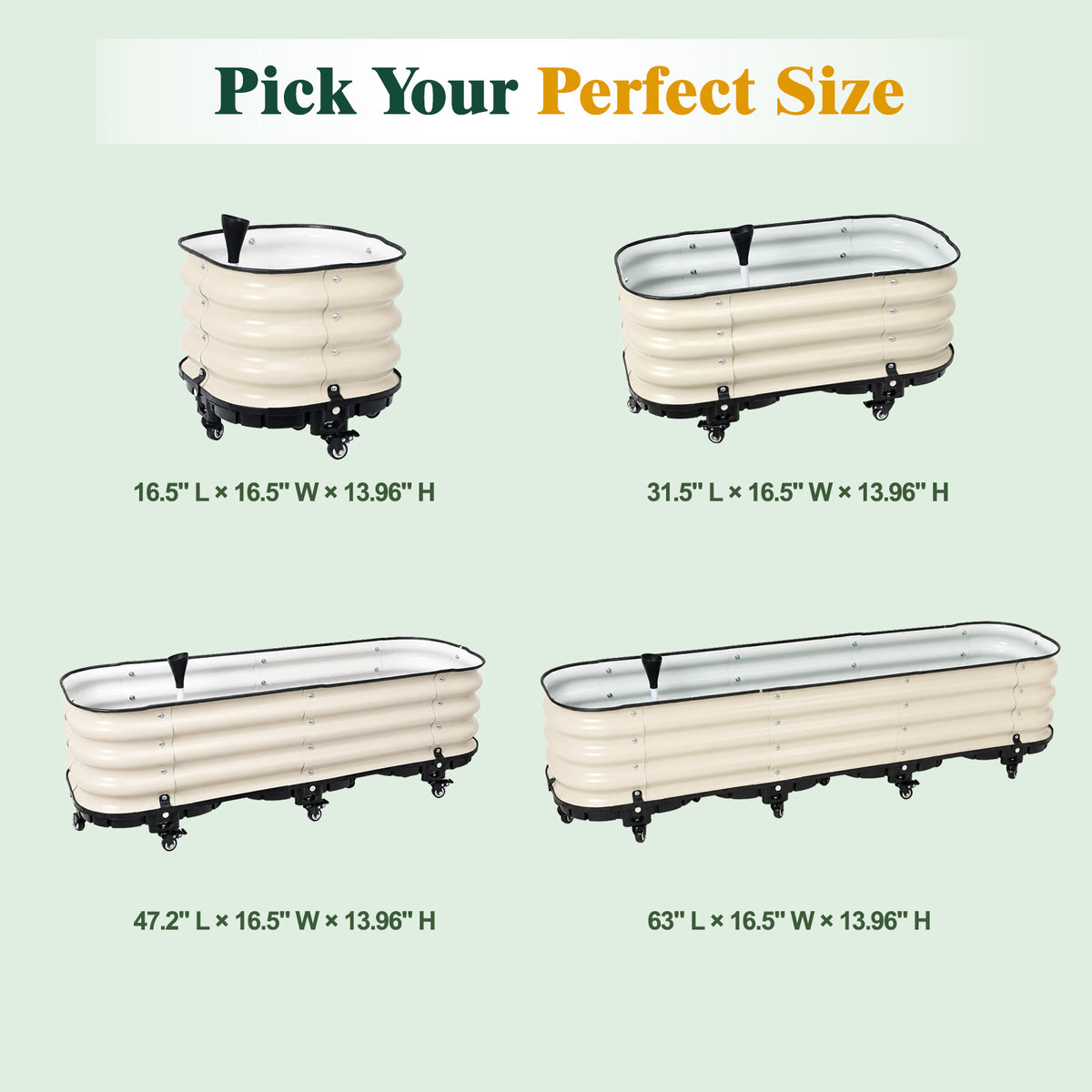 Rolling Raised Garden Bed, Self Watering Planter Box