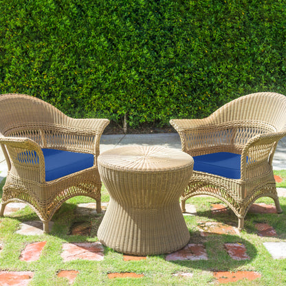 Outdoor Chair Cushion, Patio Seat Pad, Removable Cover with Hidden Zipper, Ties - Navy Blue