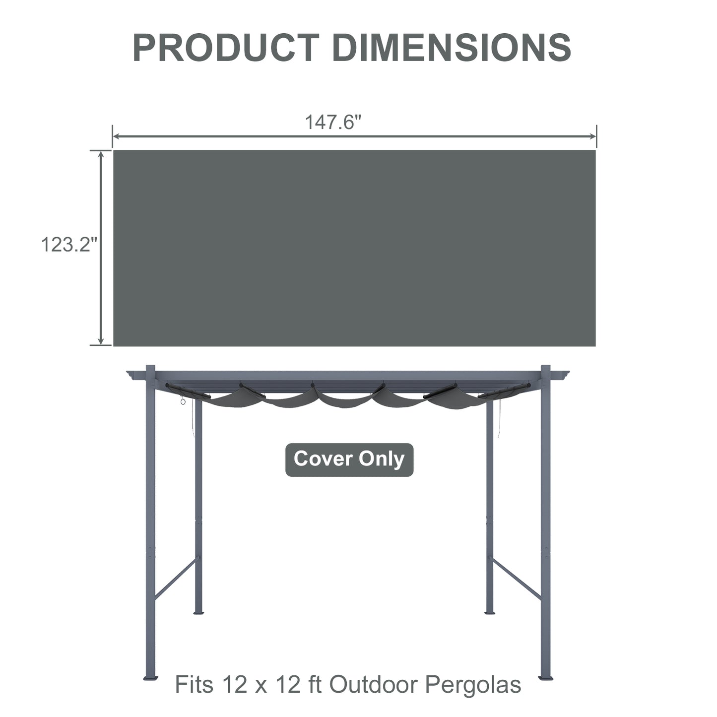 Pergola Replacement Canopy - Retractable Sun Shade Cover with Water-Resistant & UPF 50+ UV Blocking for Outdoor Patio Aoodor 