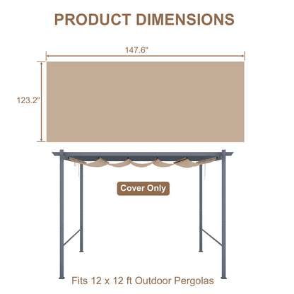 Pergola Replacement Canopy - Retractable Sun Shade Cover with Water-Resistant & UPF 50+ UV Blocking for Outdoor Patio