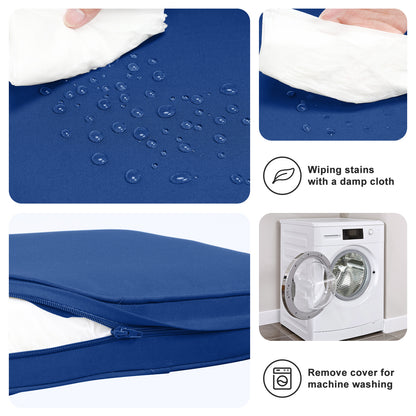 Outdoor Chair Cushion, Patio Seat Pad, Removable Cover with Hidden Zipper, Ties - Navy Blue