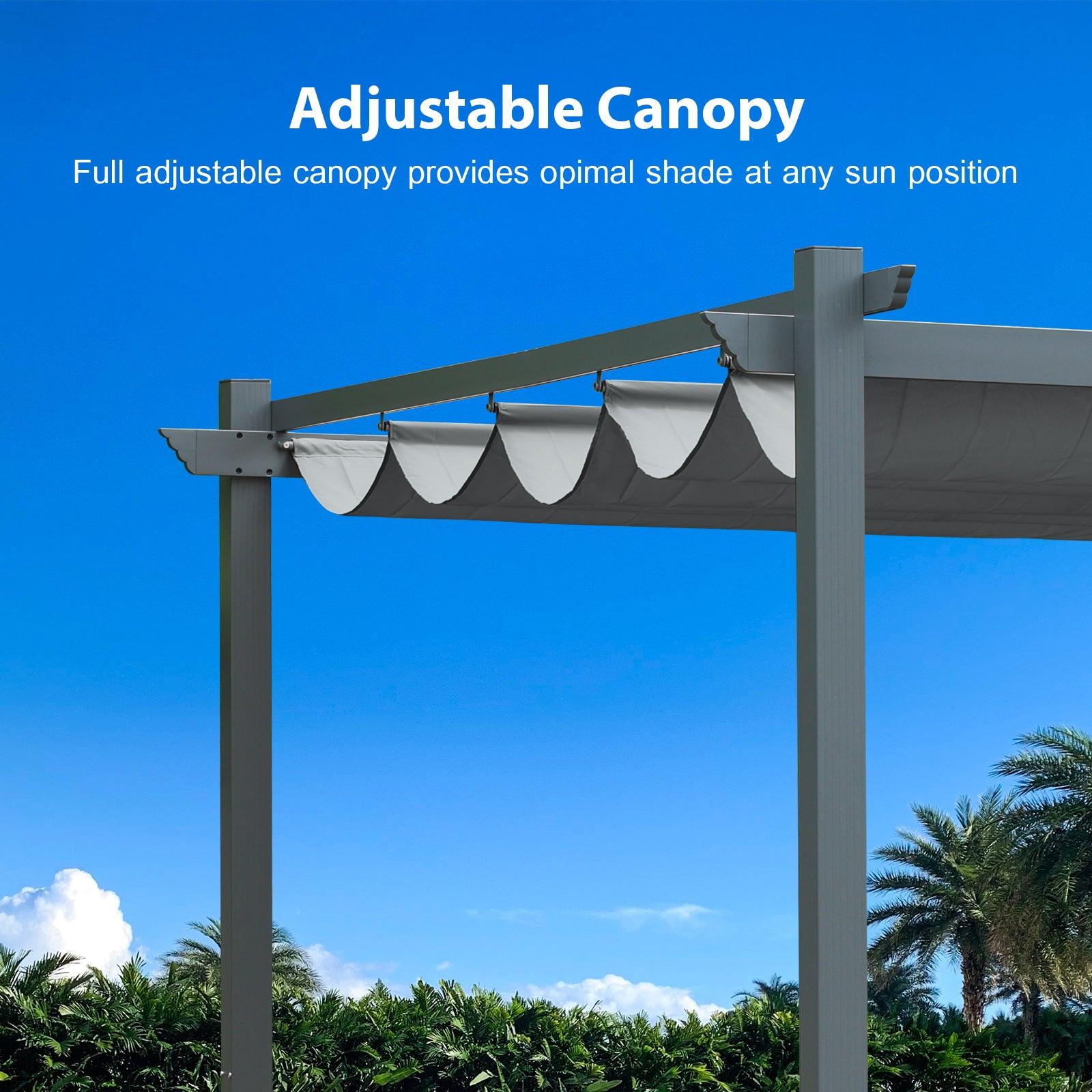 13 x 10 FT Outdoor Pergola with Retractable Shade Canopy, Aluminum Frame,Roller Shade Curtain Aoodor Gray Aoodor 