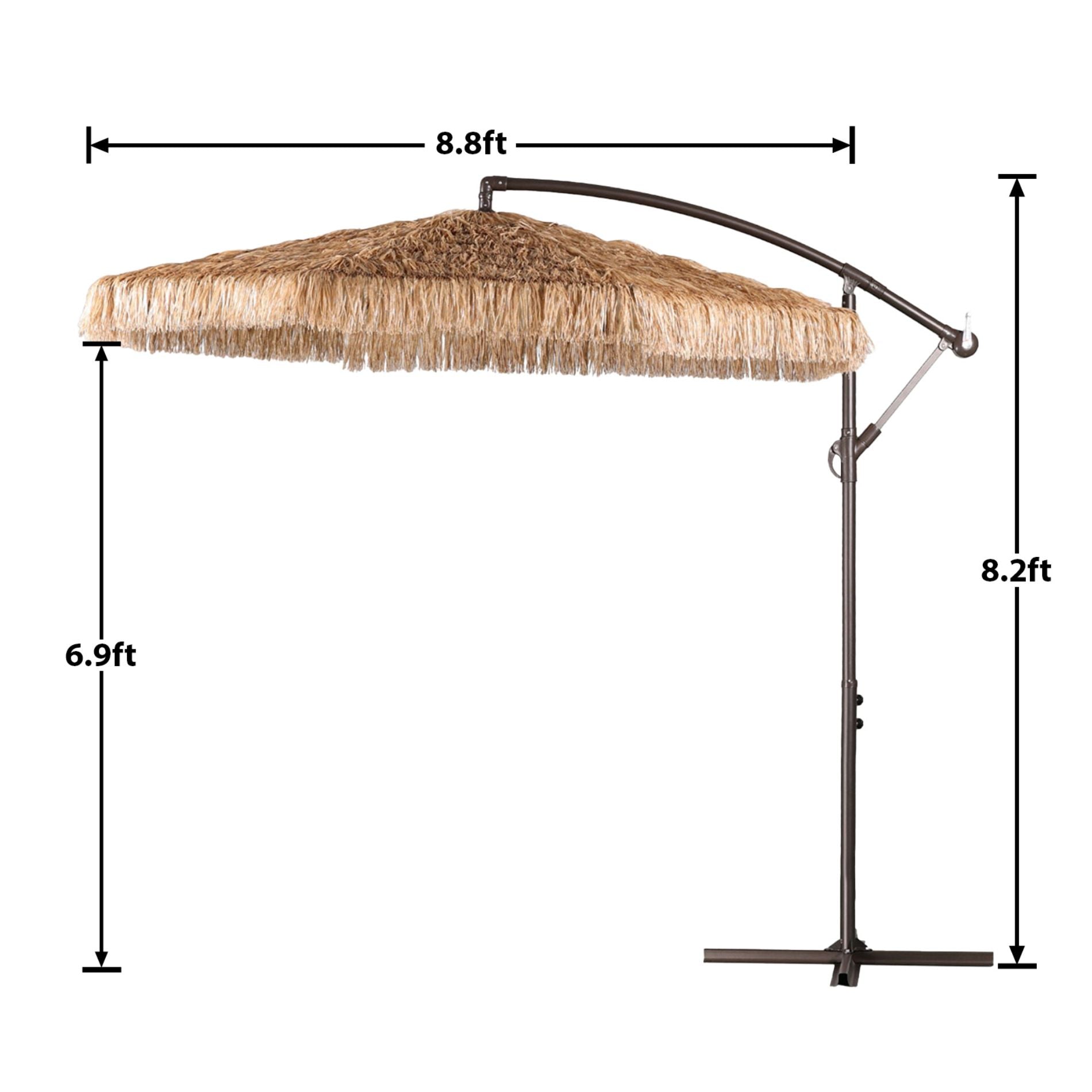Aoodor Patio 9 ft Thatch Tiki Umbrella(No Base)