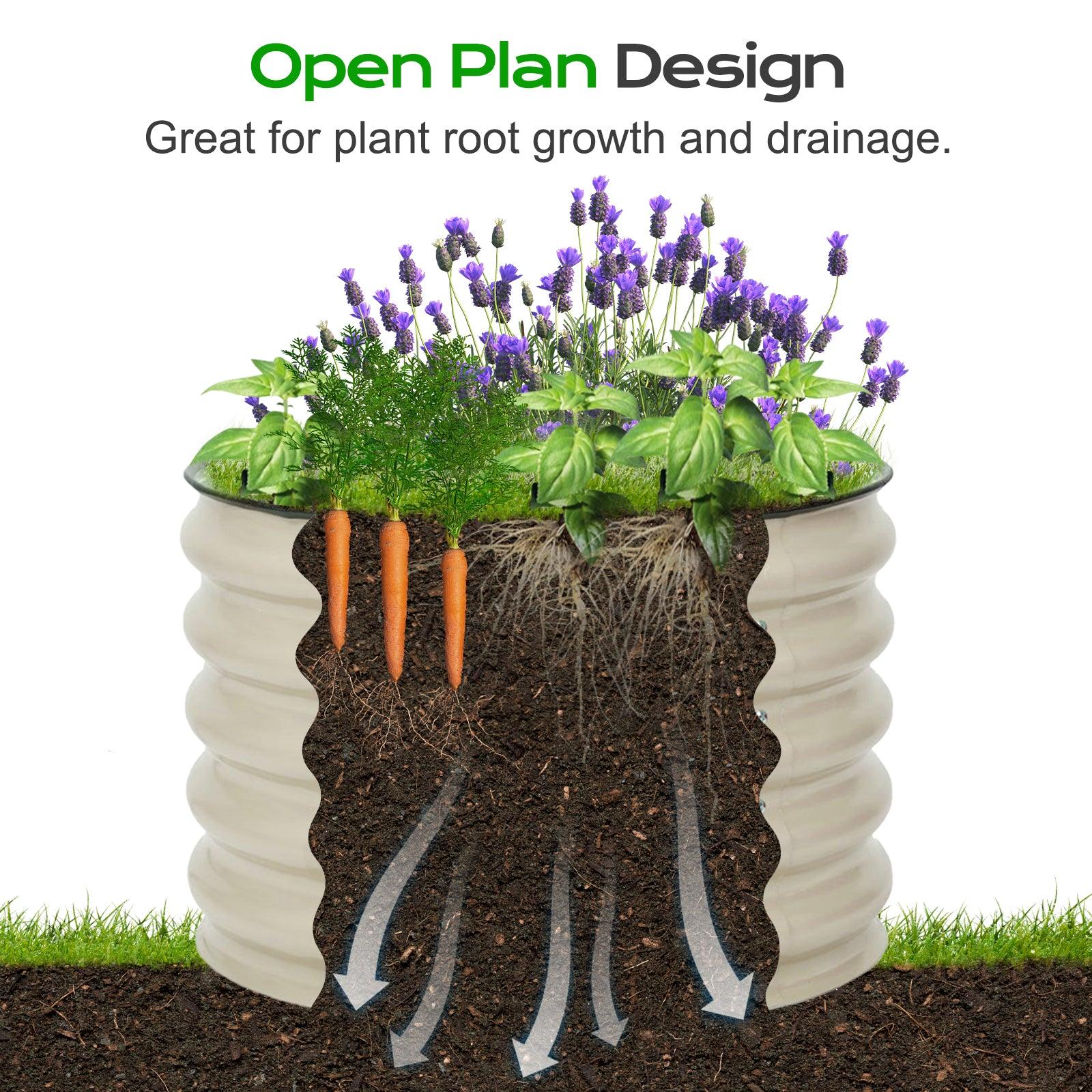 16.7'' Tall Aluzinc Metal Raised Garden Bed 24'' Round - Outdoor Garden Planter Box Aoodor