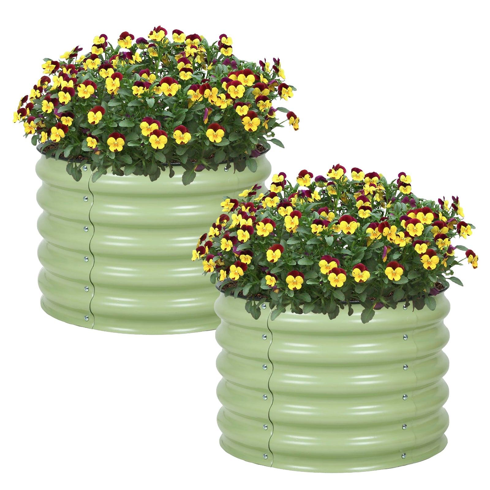 16.7'' Tall Aluzinc Metal Raised Garden Bed 24'' Round - Outdoor Garden Planter Box Aoodor