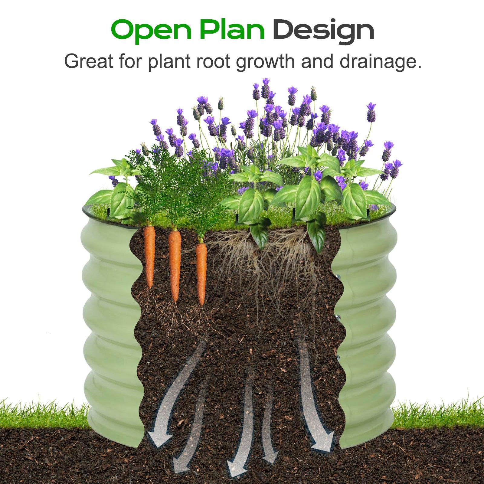 16.7'' Tall Aluzinc Metal Raised Garden Bed 24'' Round - Outdoor Garden Planter Box Aoodor