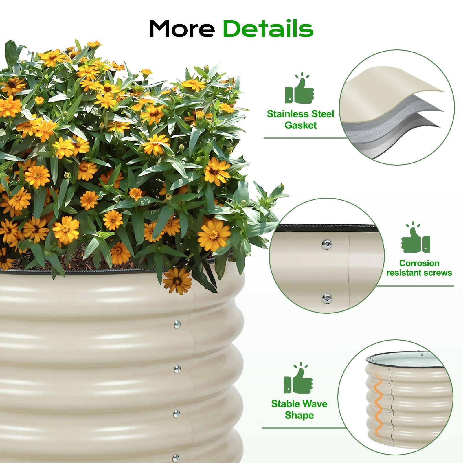 16.7'' Tall Aluzinc Metal Raised Garden Bed 24'' Round - Outdoor Garden Planter Box Aoodor