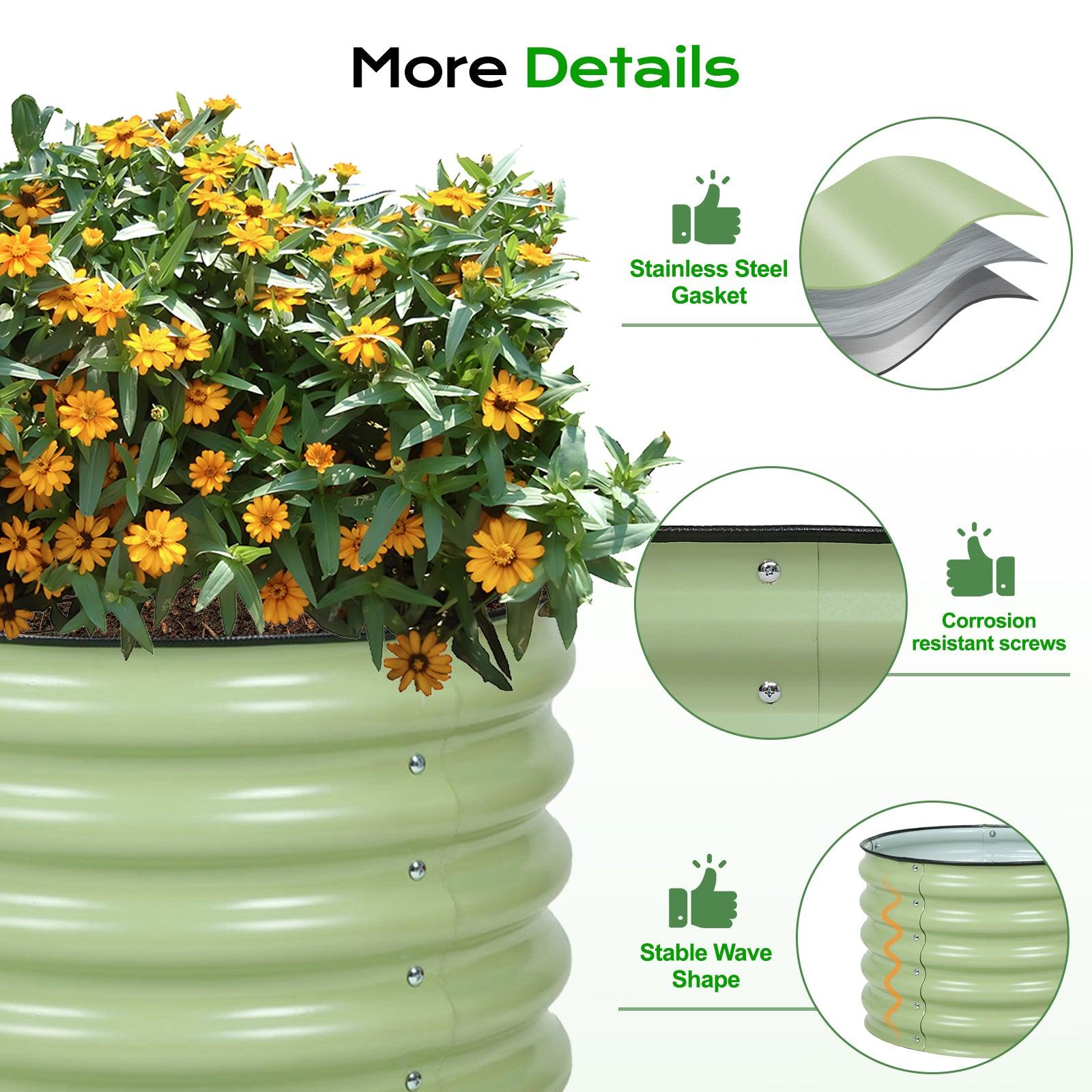 16.7'' Tall Aluzinc Metal Raised Garden Bed 24'' Round - Outdoor Garden Planter Box Aoodor
