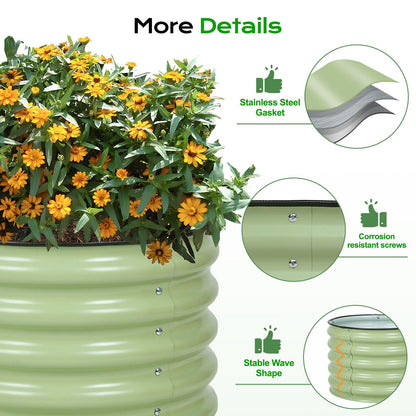 16.7'' Tall Aluzinc Metal Raised Garden Bed 24'' Round - Outdoor Garden Planter Box Aoodor