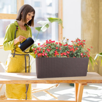 19.5 inch Window Planter Box, Wall Mount/Railing Self-Watering Planter with Adjustable Bracket - Set of 4 Coffee Aoodor