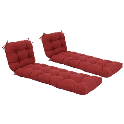 76"x22"x5.1" Polyester Tufted Chaise Lounge Cushion for Outdoor Wicker Chaise Lounge Use, 2 Packs - Red