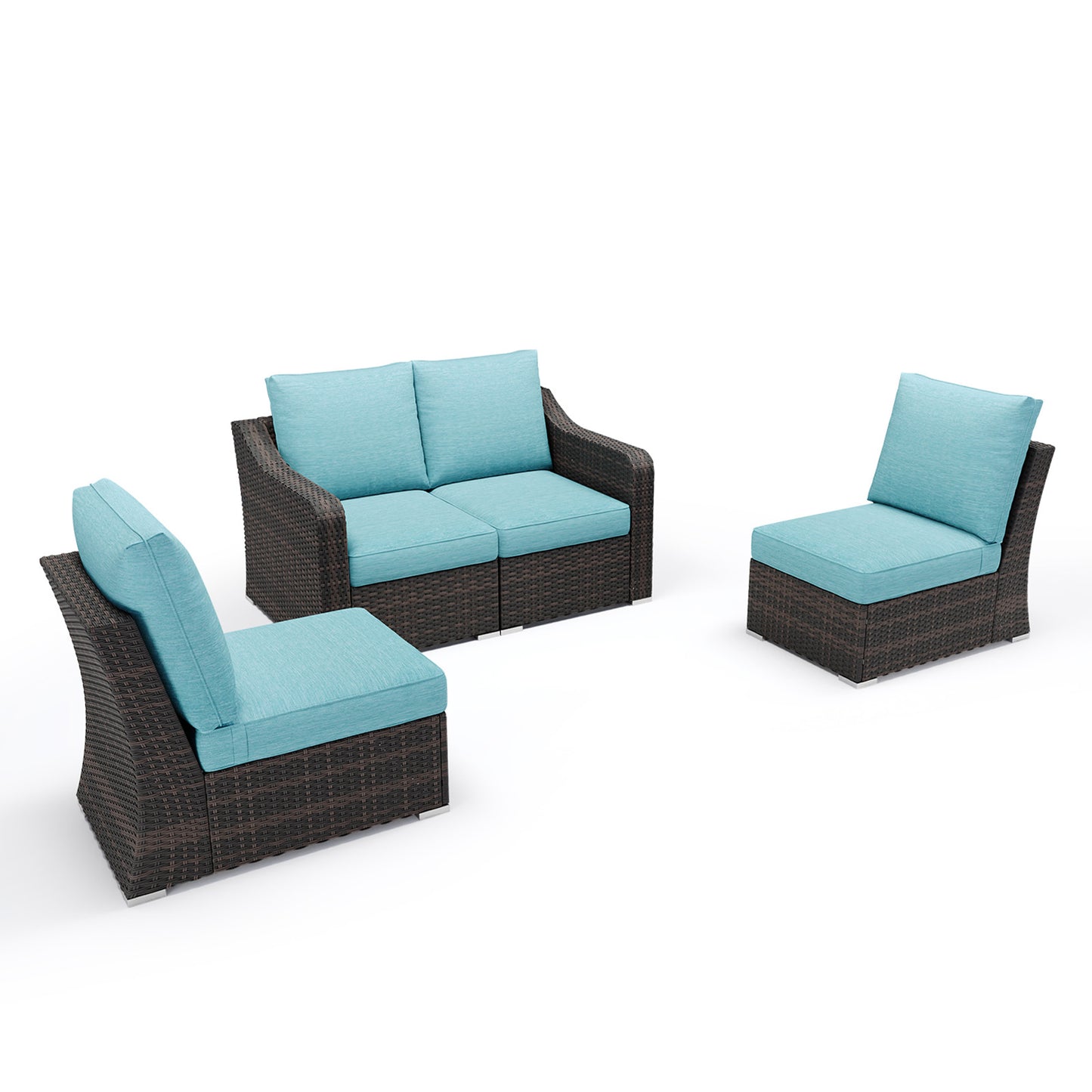 4 Piece Patio Furniture Set with Turquoise Cushions – Premium Living Style