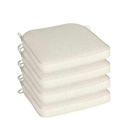 Outdoor Dining Chair Cushions Set, Patio Chair Pads with Ties, Khaki