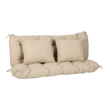 59" Tufted Porch Swing Cushions, Extra 5.1" Thick Outdoor Swing Bench Replacement Cushion with Backrest and 2 Pillows - Khaki