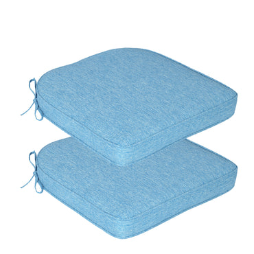Outdoor Dining Chair Cushions Set, Patio Chair Pads with Ties, Lake Blue