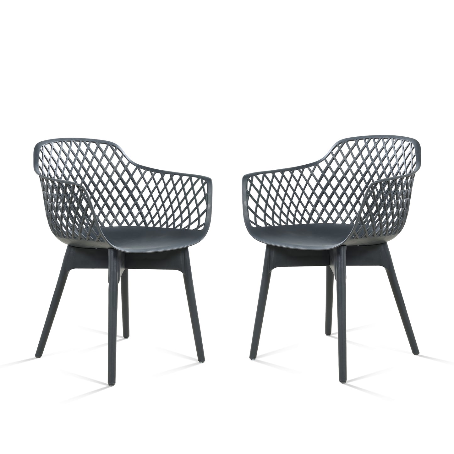 Modern Dining Chairs Set, Weather-Resistant Plastic Cafe Chairs