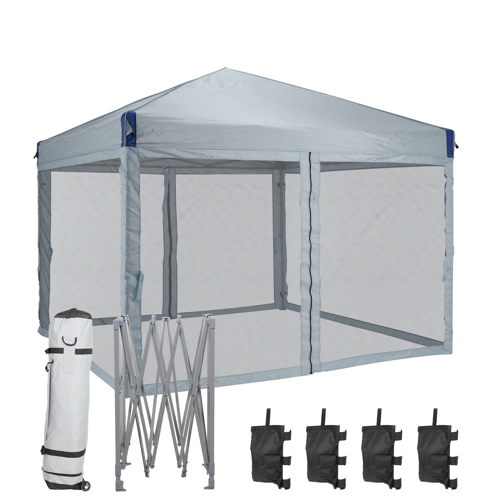 Aoodor Pop Up Canopy Tent with Removable Mesh Sidewalls-10x10/12x12ft. Grey / 10x10 ft