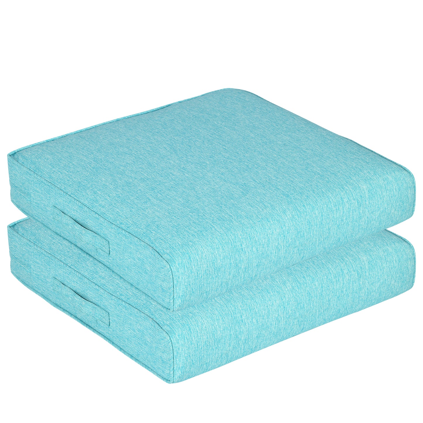 Outdoor Chair Cushions Set of 2 with Handle and Ties, Water Resistant Patio Seat Pads, Aruba Blue Aoodor 