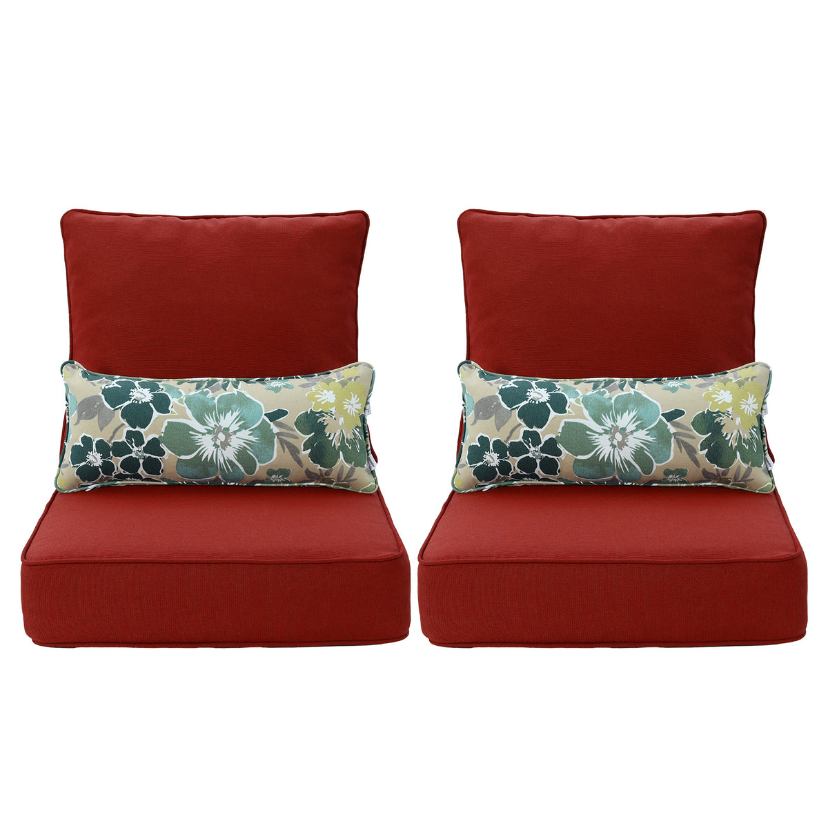 Outdoor Deep Seat Cushion Set with Lumbar Pillow, Patio Chair Back & Seat Cushions, Red