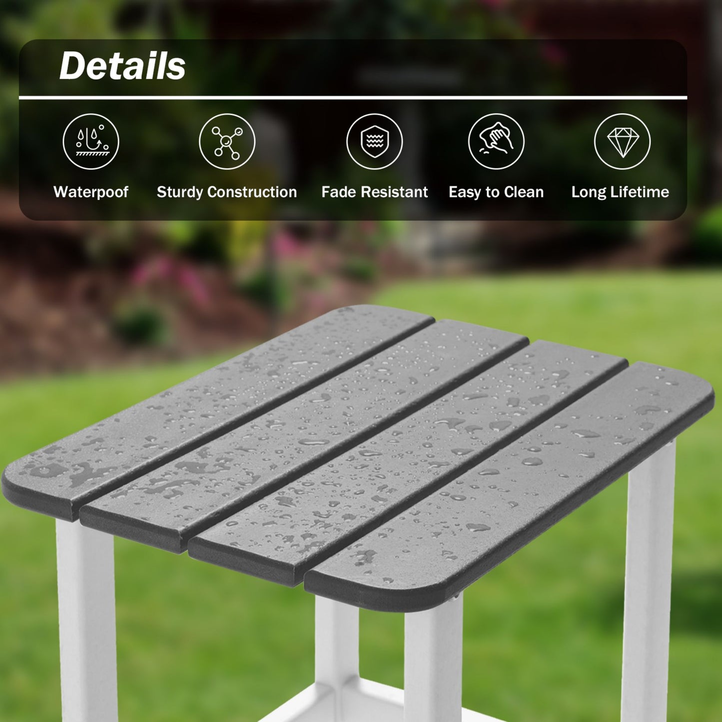 18x14.6x19 inch Outdoor Side Table, Square Adirondack Patio End Table for Patio, Pool, Porch