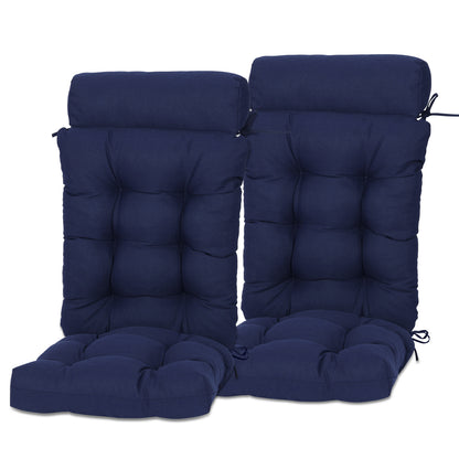 Tufted Outdoor High Back Rocking Chair Cushion Set of 2, Dark Blue