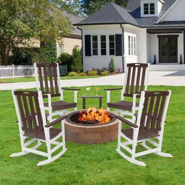 Outdoor Rocking Chair, Ergonomic HDPE Rockers with All-Weather Design