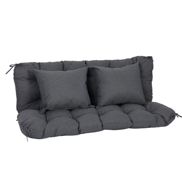 59" Tufted Porch Swing Cushions, Extra 5.1" Thick Outdoor Swing Bench Replacement Cushion with Backrest and 2 Pillows - Dark Gray
