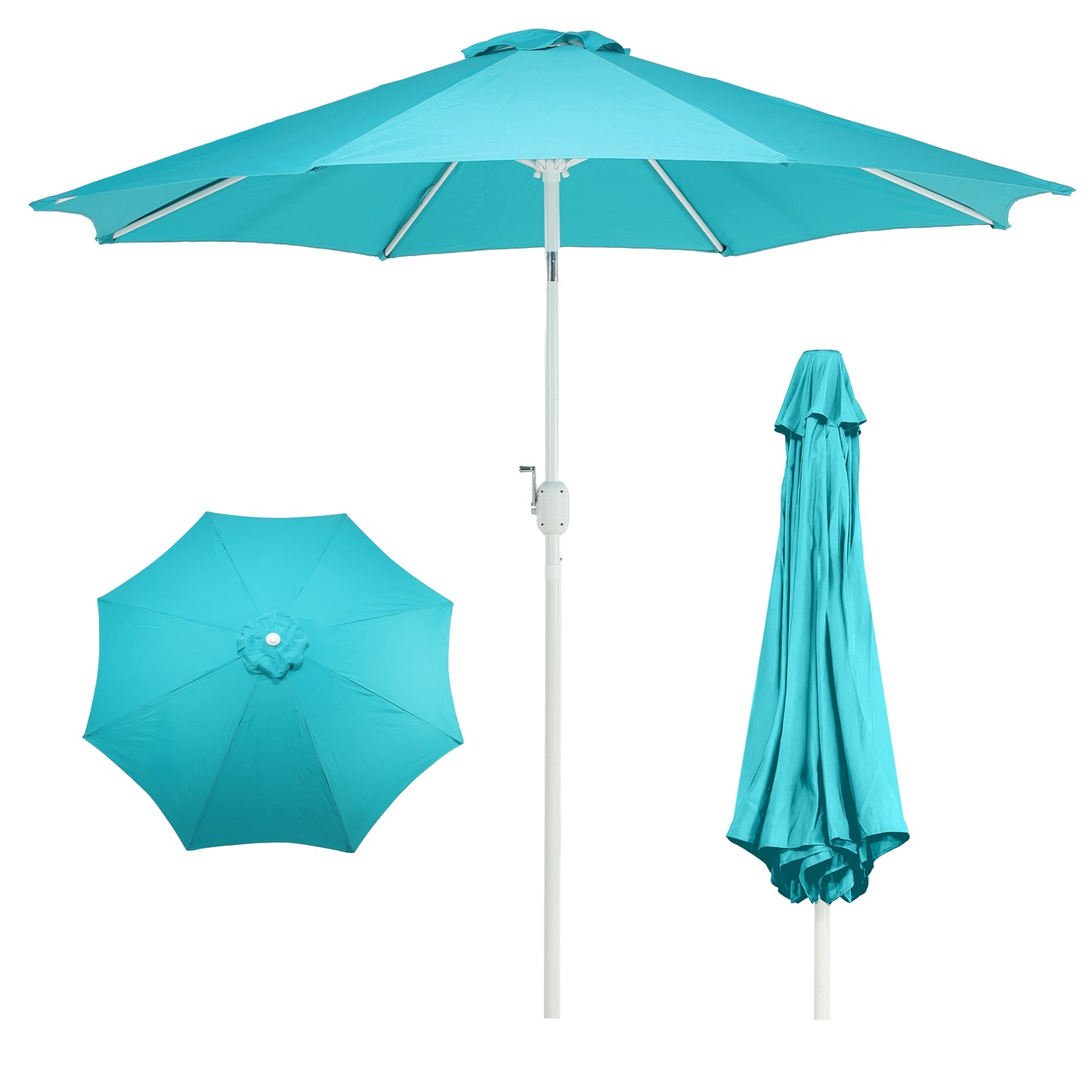9 ft. Outdoor Patio Market Umbrella Aluminum Frame with Push Button Tilt Crank and 8 Steel Ribs Aoodor 